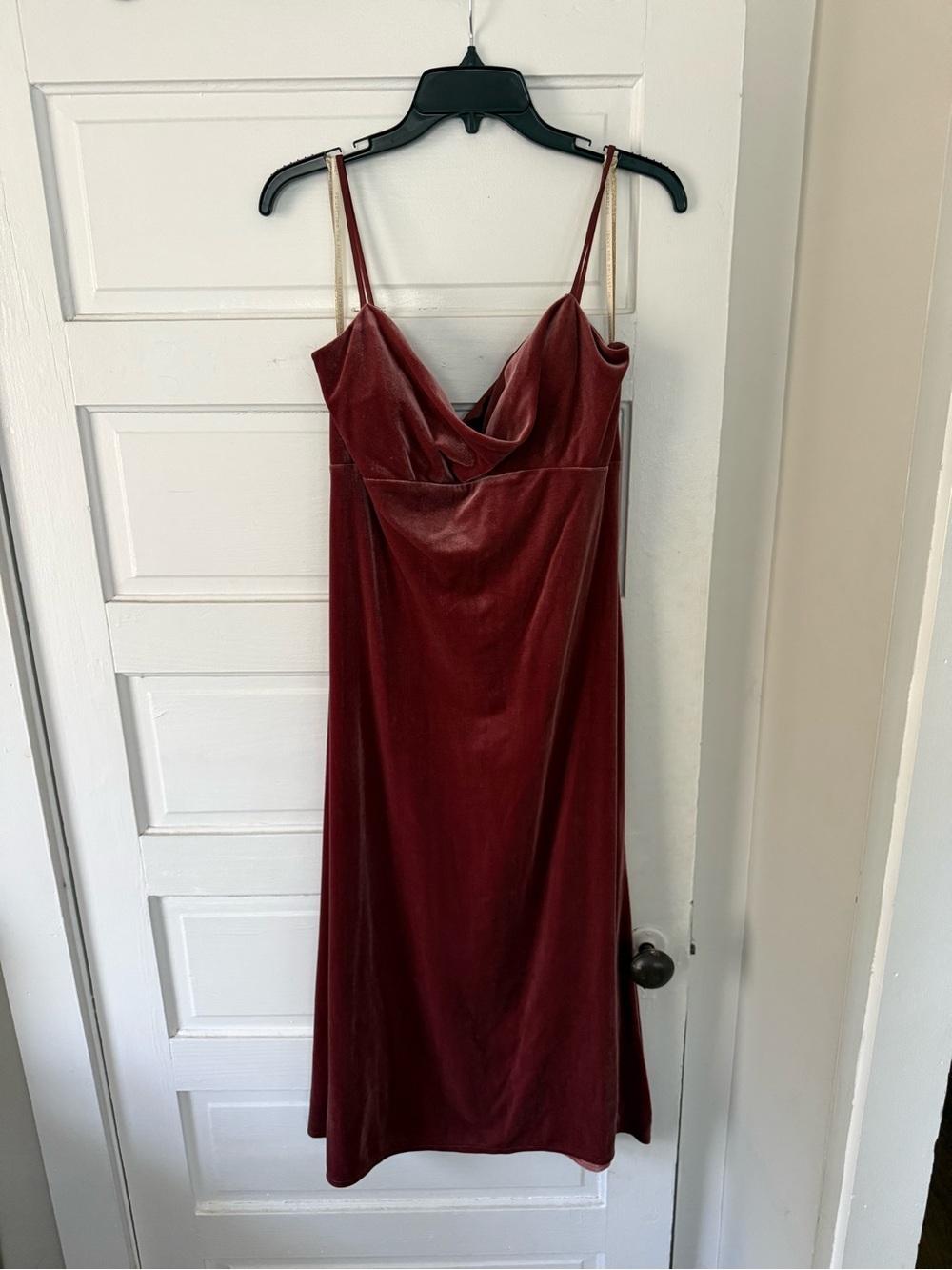 Jenny Yoo cinnamon rose Velvet Midi Slip Dress
